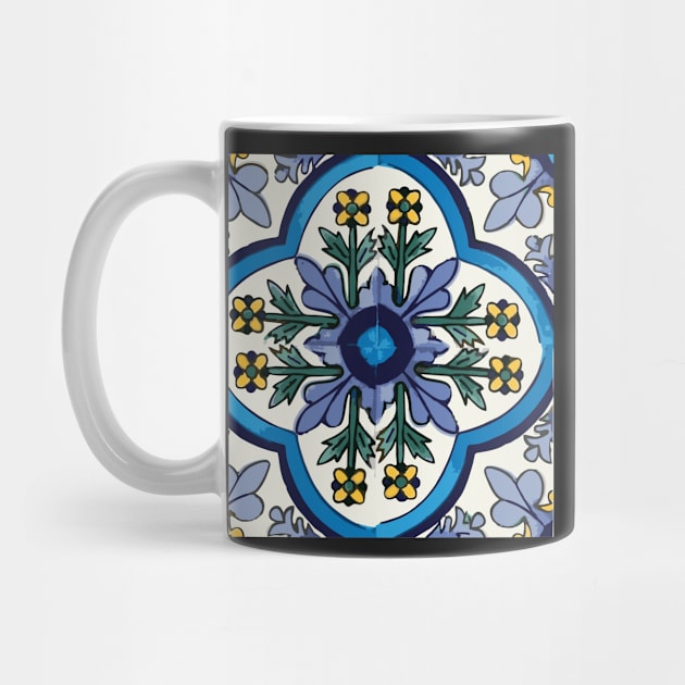 Talavera Blue Green Flora by jgeiger714